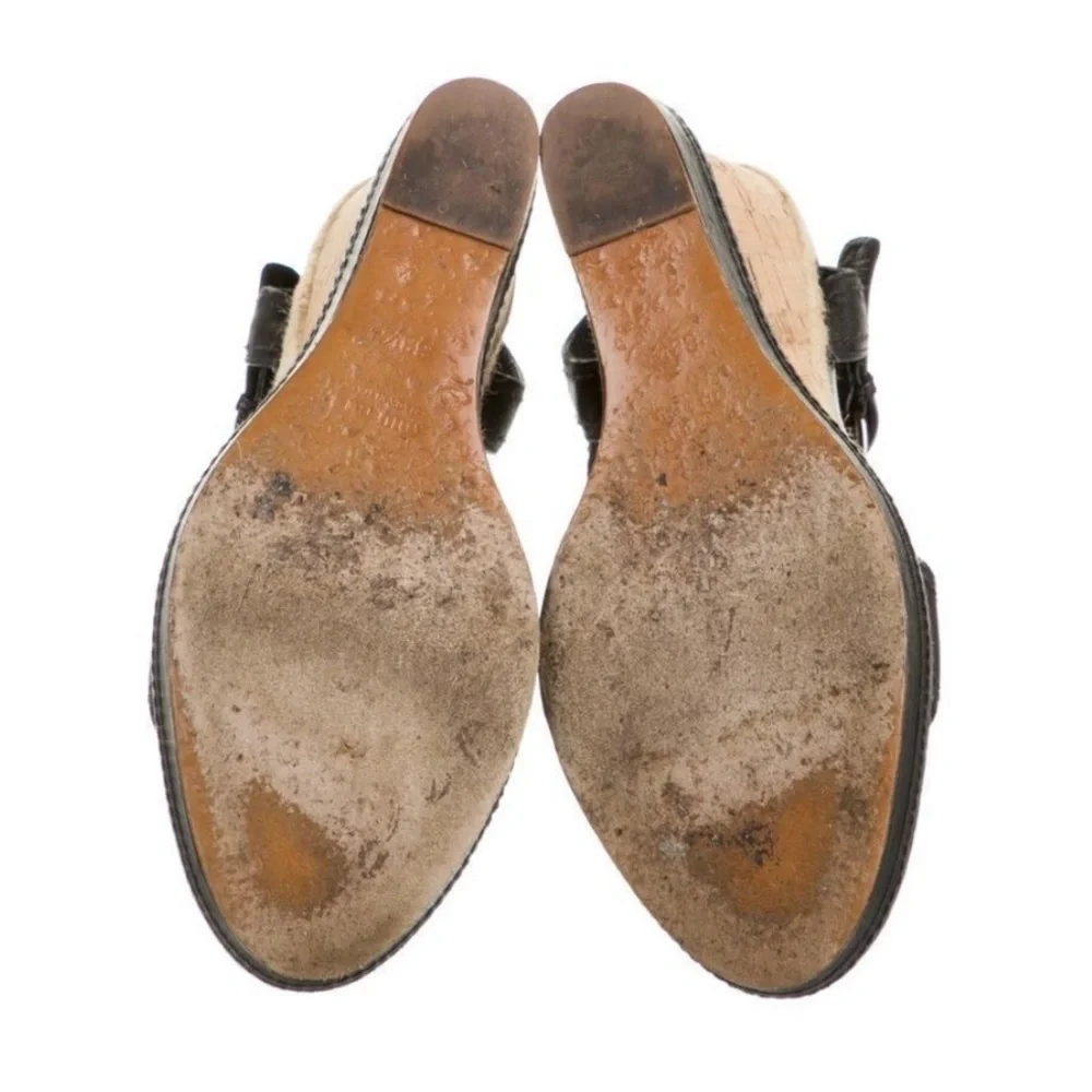 Miu Miu Leather Wedge Sandals